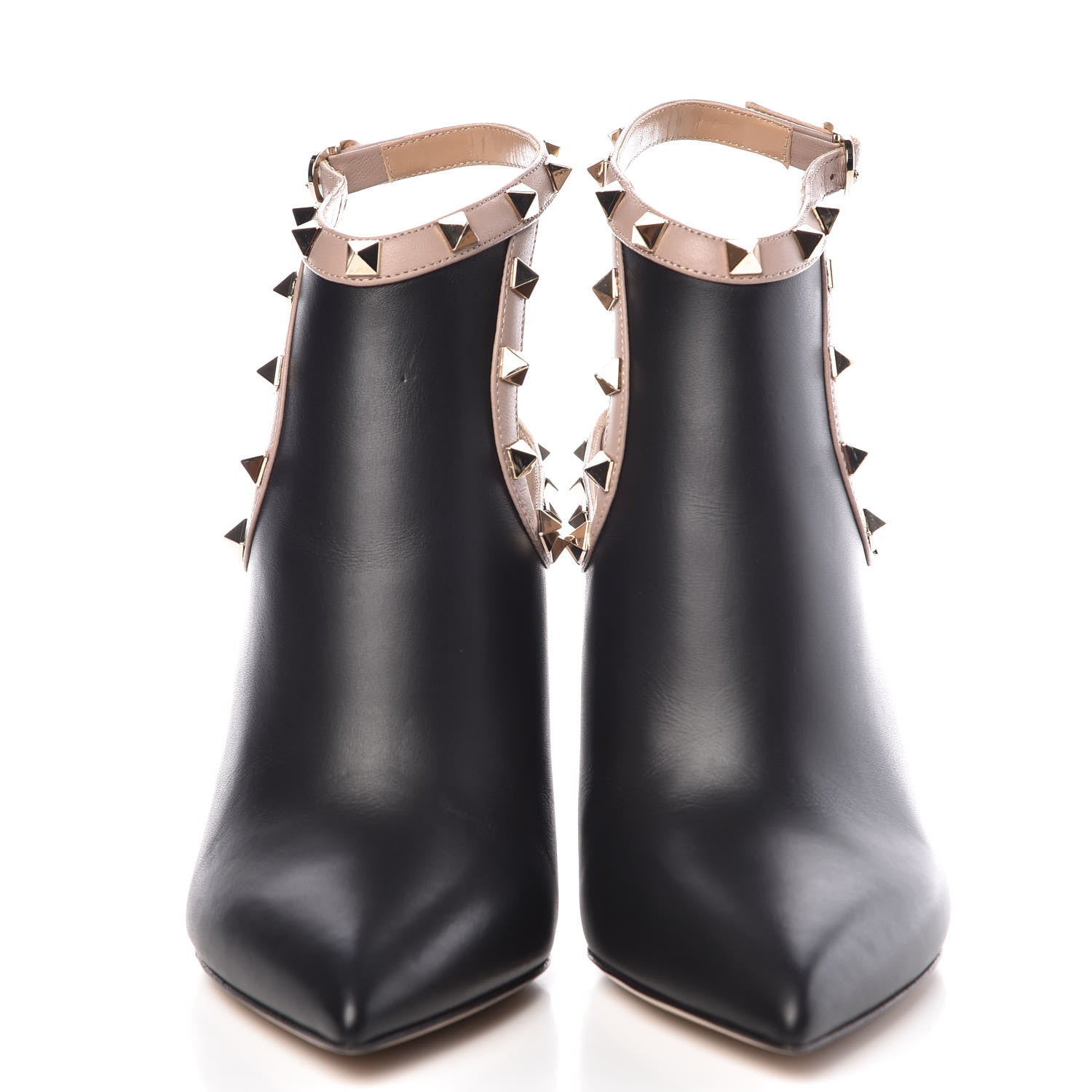 Valentino Garavani Calfskin Rockstud Open Back Ankle Booties 37 Black 2 of 9