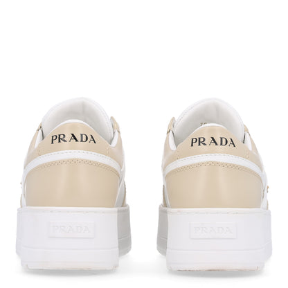 Prada Vitello Rois Triangle Womens Downtown Platform Low Top Sneakers 41 Beige White 6 of 10