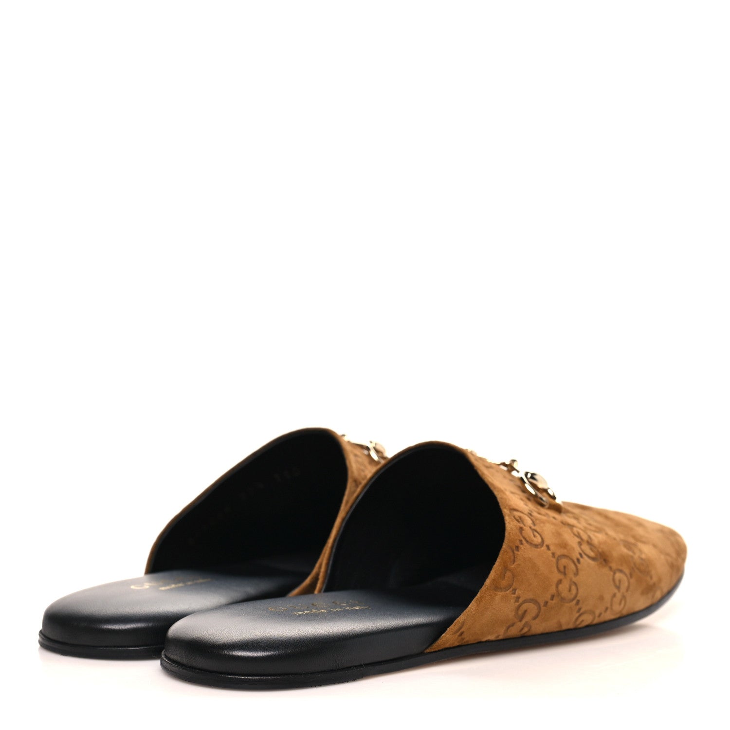 Gucci Suede GG Debossed Annette Horsebit Flat Mules 37.5 Brown 5 of 9