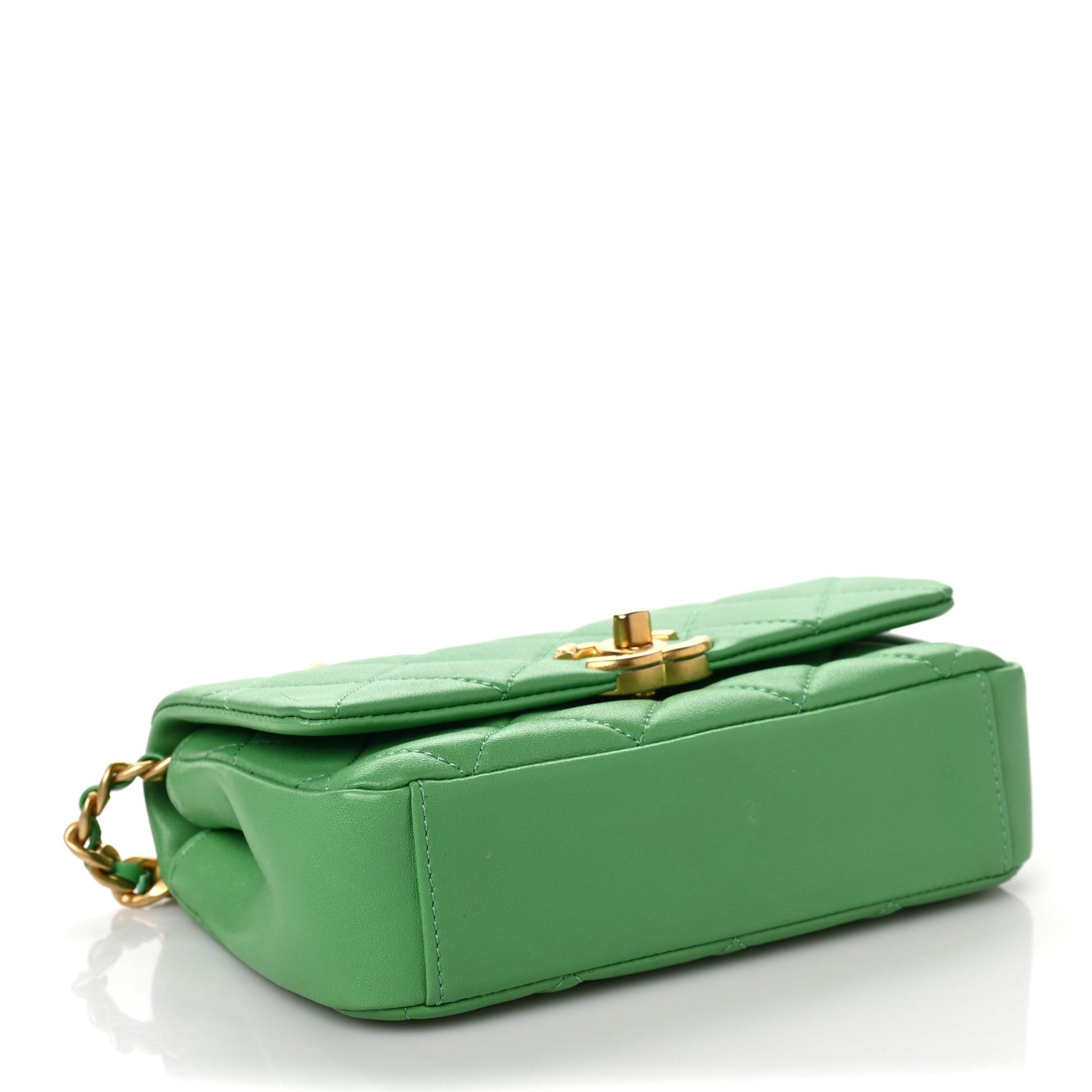 Chanel Shiny Lambskin Small Chain Is More Flap Green 4 of 7