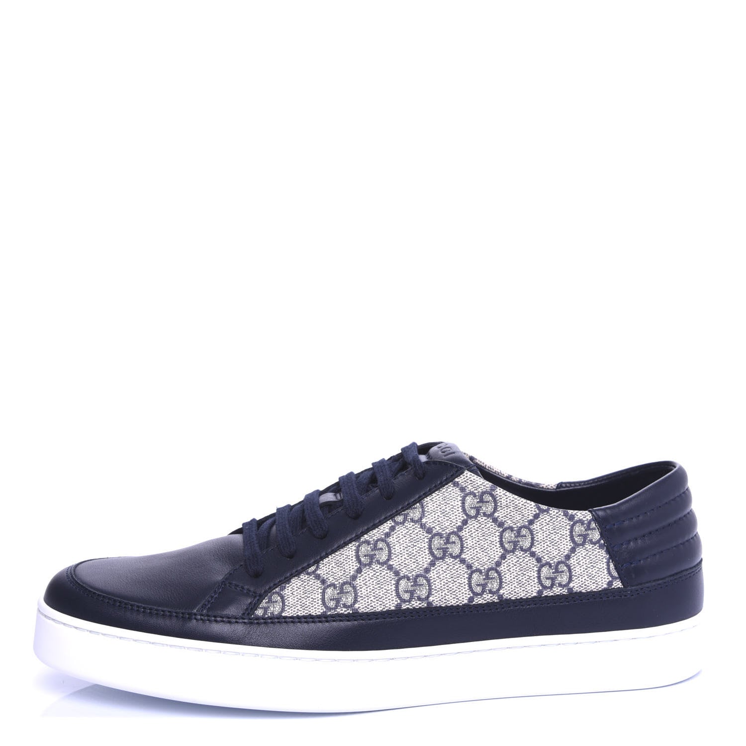 Gucci GG Supreme Monogram Calfskin Mens Low Top Sneakers 8 Blue Beige 1 of 10