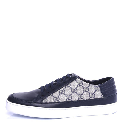 Gucci GG Supreme Monogram Calfskin Mens Low Top Sneakers 8 Blue Beige 1 of 10