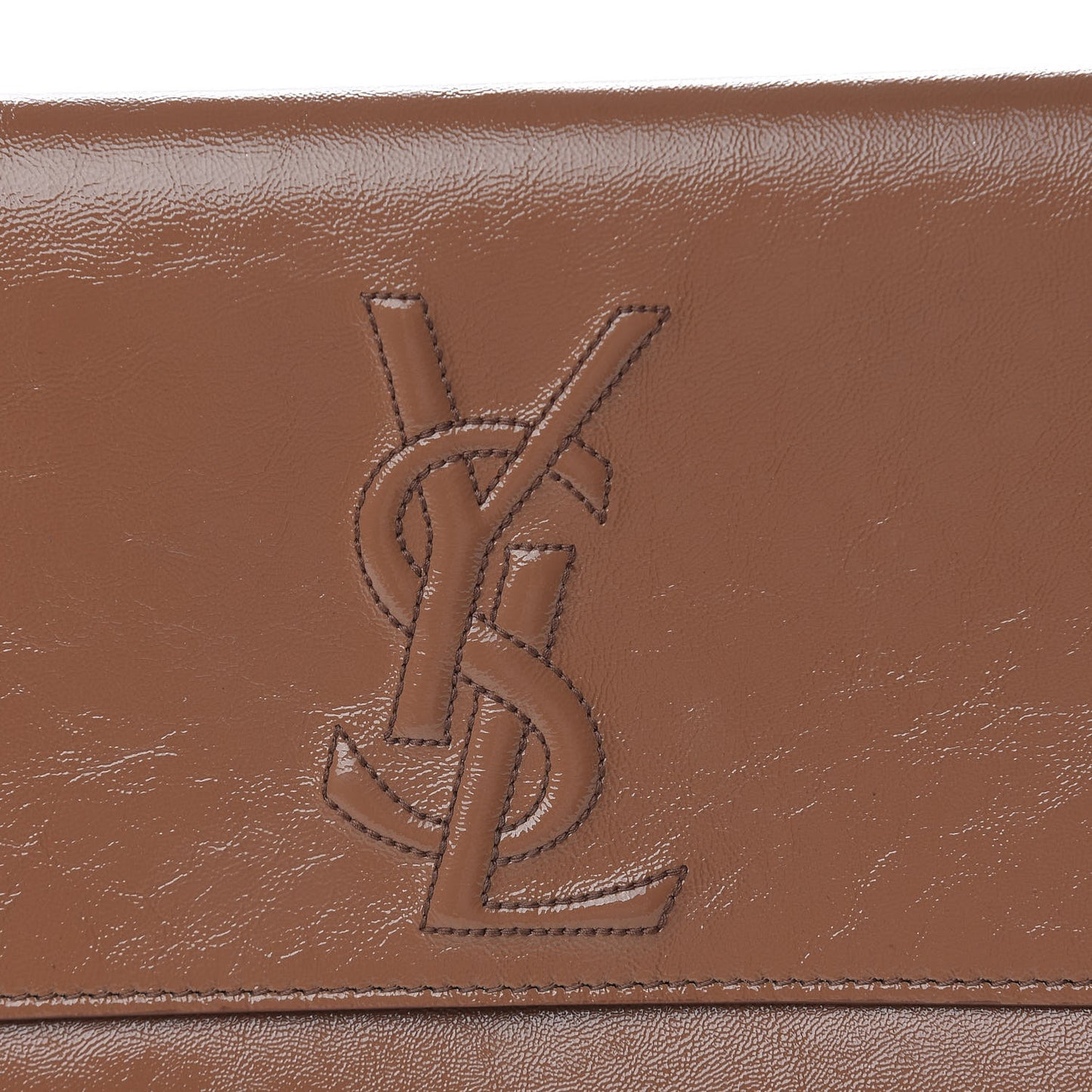 Textured Patent Calfskin Large Belle De Jour Clutch Nude
