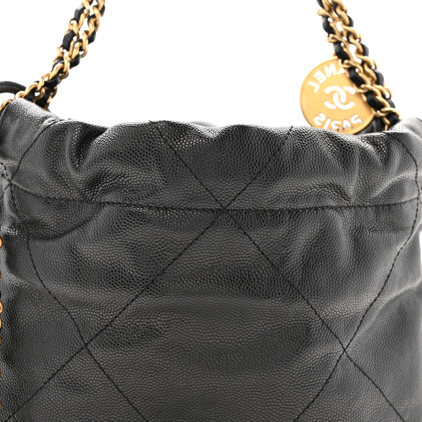 Shiny Calfskin Quilted Mini Chanel 22 So Black