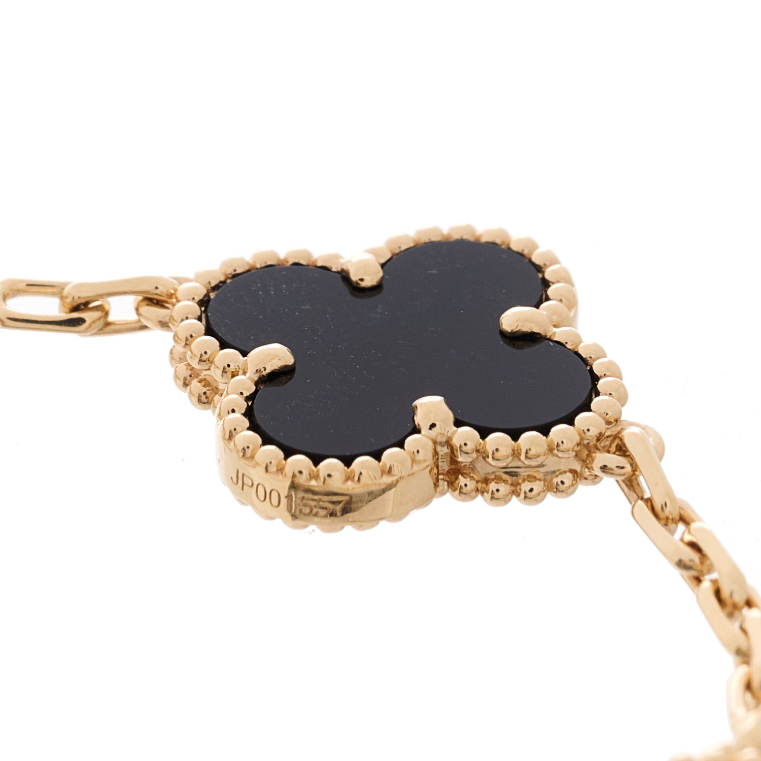 Van Cleef & Arpels 18K Yellow Gold Black Onyx 5 Motifs Vintage Alhambra Bracelet 3 of 6