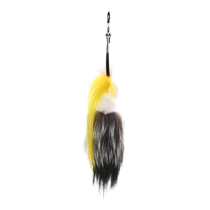 Fendi Fox Mink Goat Fur Mini Karlito Bag Charm White Black Flamingo 2 of 5