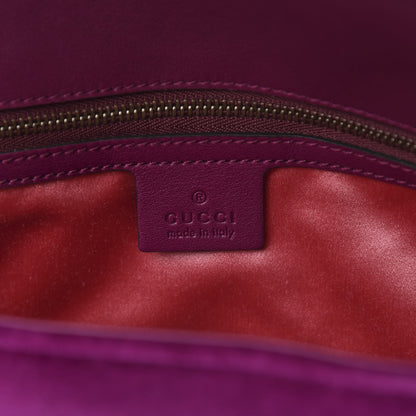 Gucci Velvet Matelasse Loved Embroidered Medium GG Marmont Shoulder Bag Fuchsia Violet Cyclamen 6 of 12