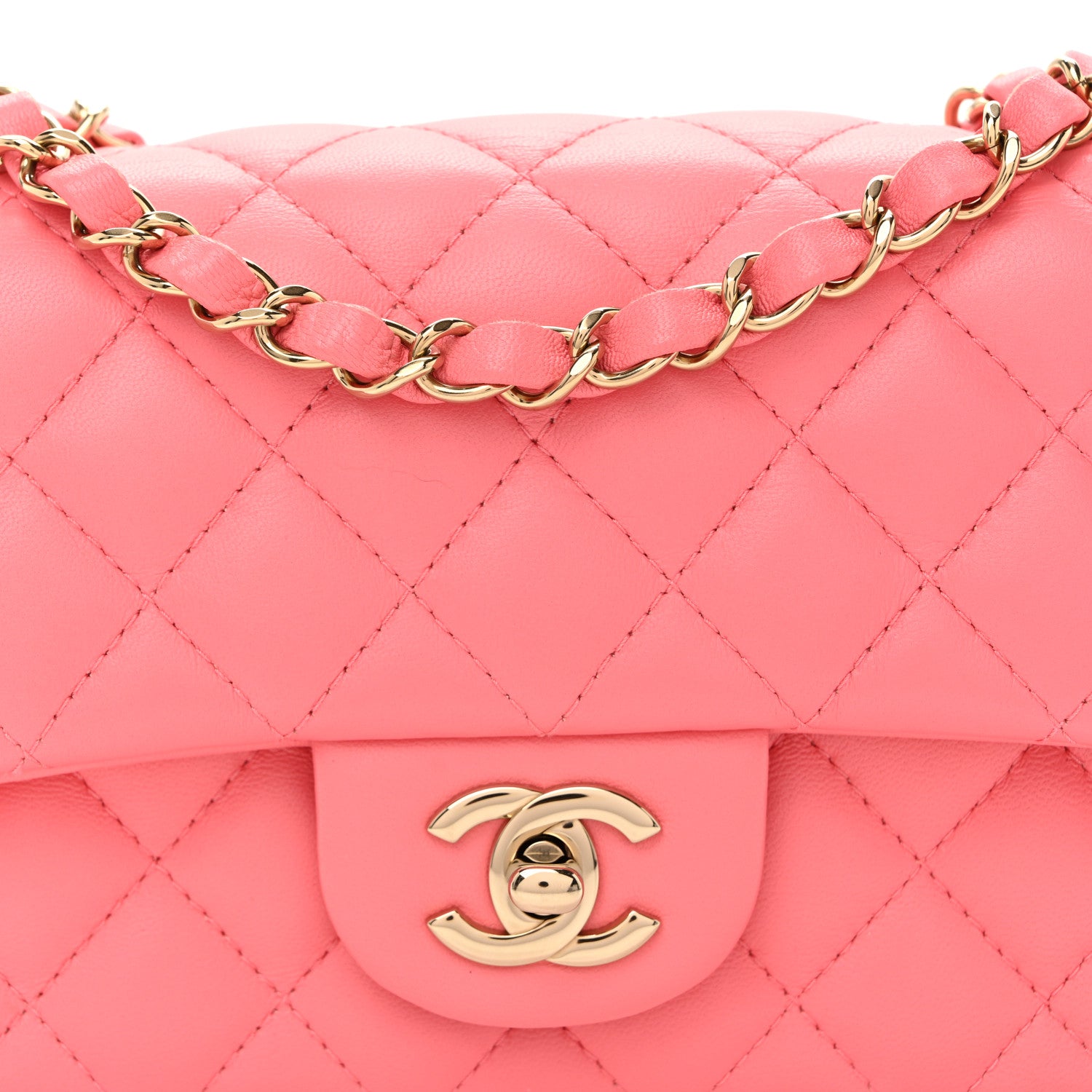 Chanel Lambskin Quilted Mini Rectangular Flap Pink 8 of 11