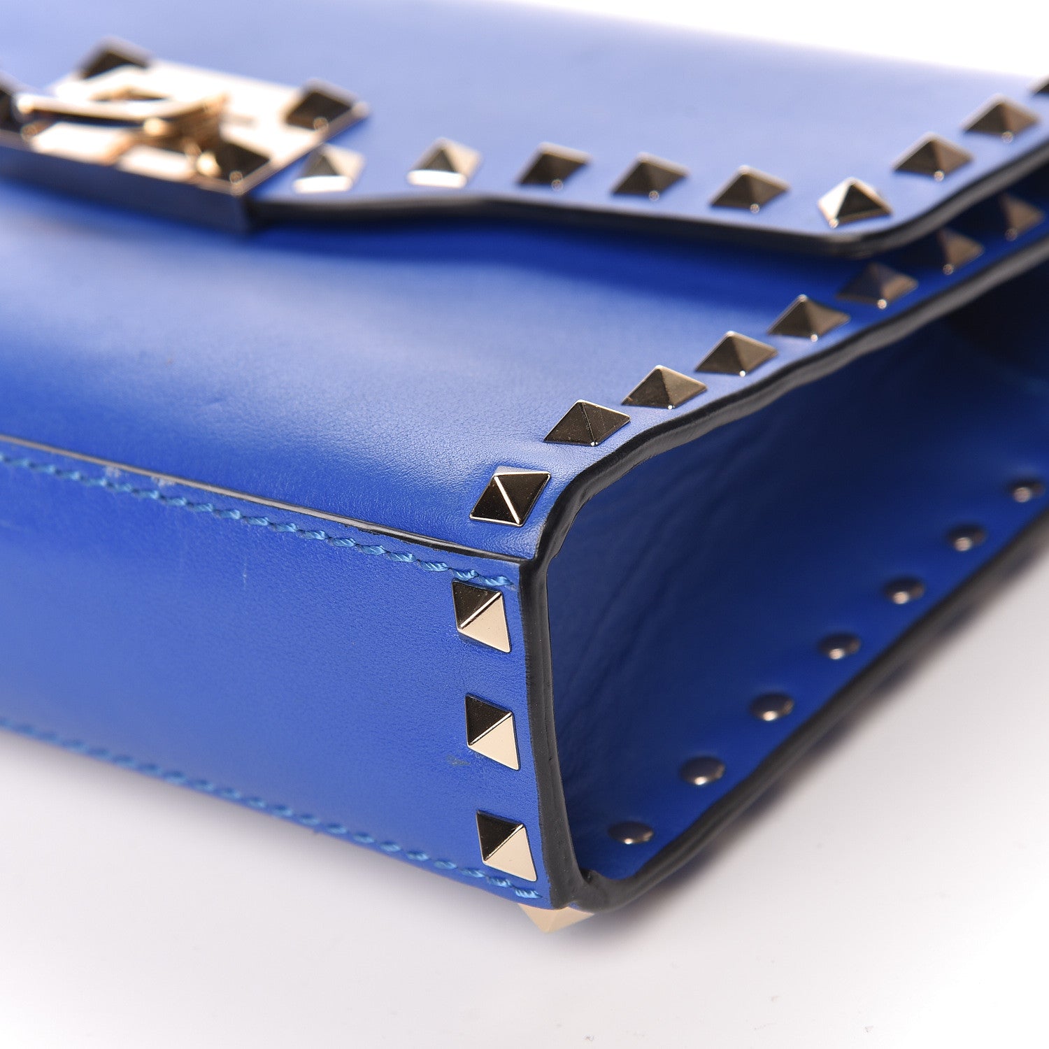 Valentino Garavani Vitello Medium Rockstud Flip Lock Crossbody Bag Acid Blue 10 of 13