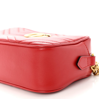 Gucci Calfskin Matelasse Small GG Marmont Chain Shoulder Bag Hibiscus Red 10 of 10