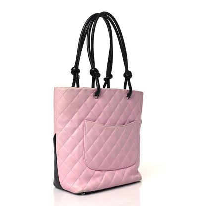 Chanel Calfskin Quilted Medium Cambon Tote Pink Black 3 of 16