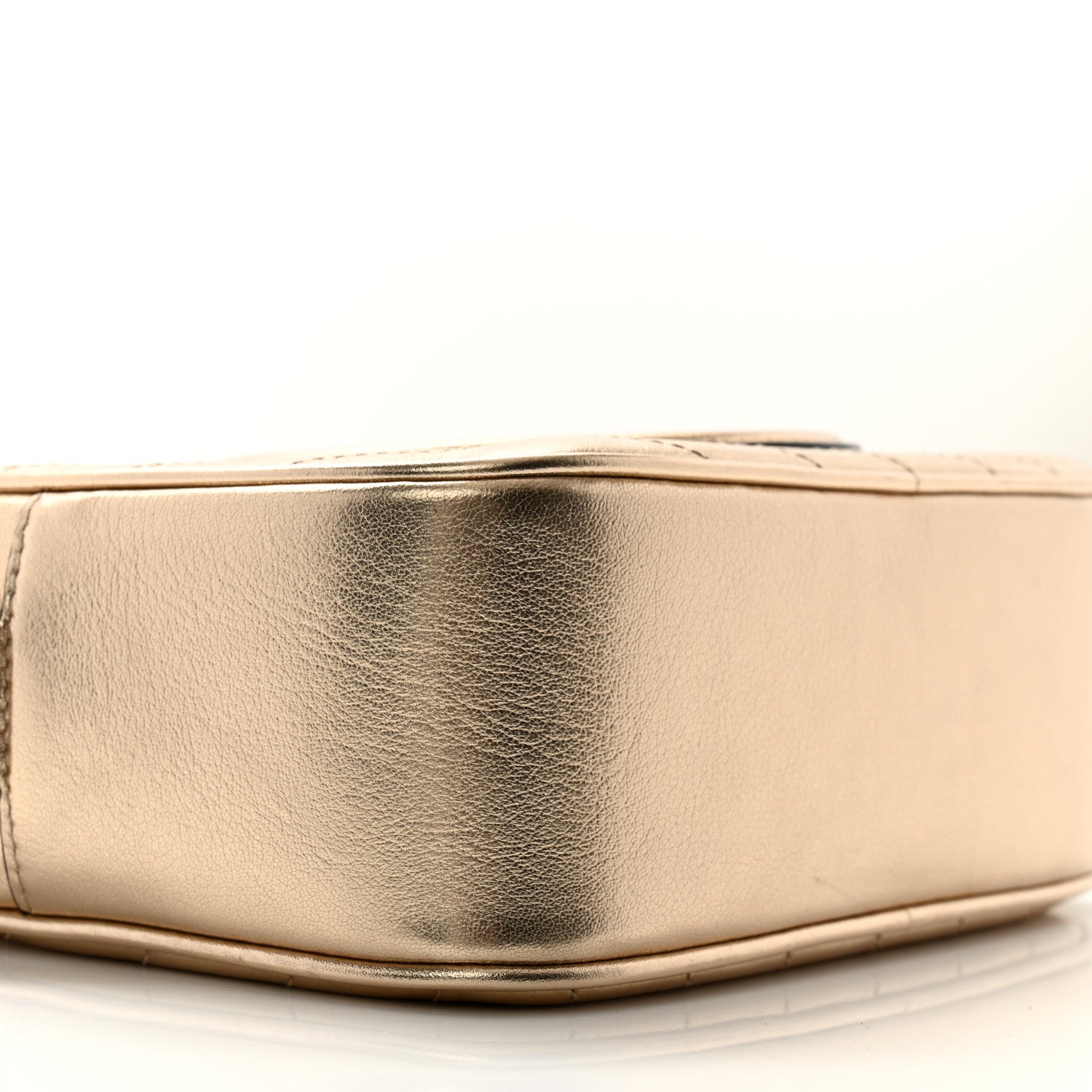 Gucci Metallic Sakai Be Green Calfskin Diagonal Stitched Small Blondie Shoulder Bag Golden Beige 8 of 9