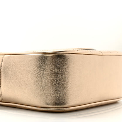 Gucci Metallic Sakai Be Green Calfskin Diagonal Stitched Small Blondie Shoulder Bag Golden Beige 8 of 9