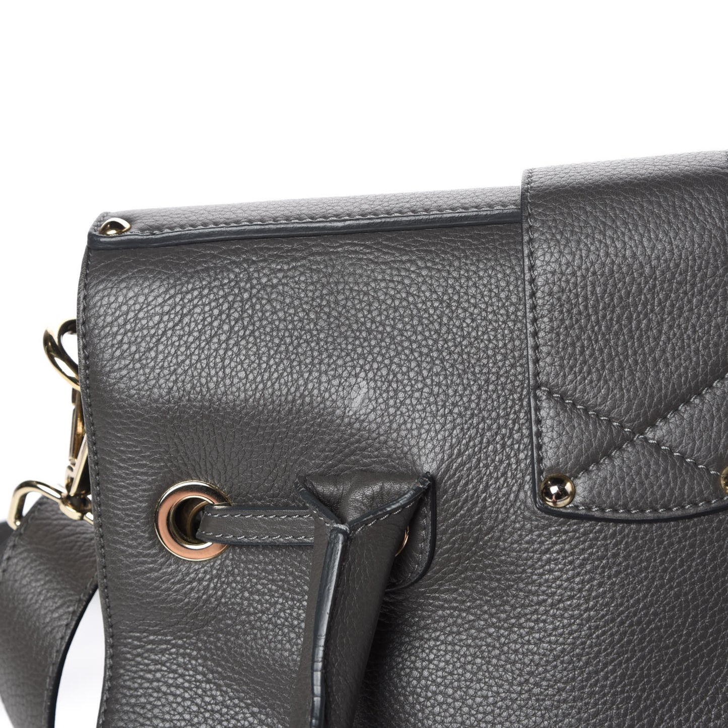 Grainy Calfskin Large Rosalie Satchel Grey
