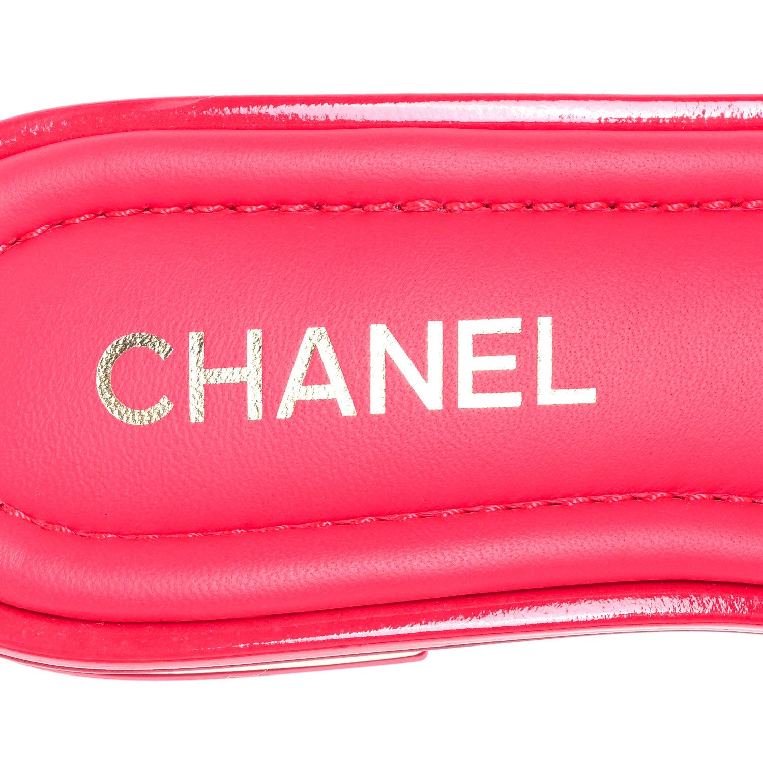 Chanel Patent Goatskin Quilted CC Sandals 38 Dark Pink 8 of 9