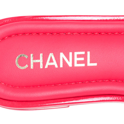 Chanel Patent Goatskin Quilted CC Sandals 38 Dark Pink 8 of 9
