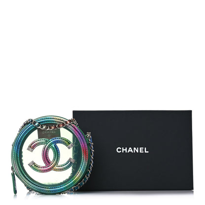 Chanel PVC Calfskin Lambskin Quilted Round Filigree Clutch With Chain Green 10 of 10
