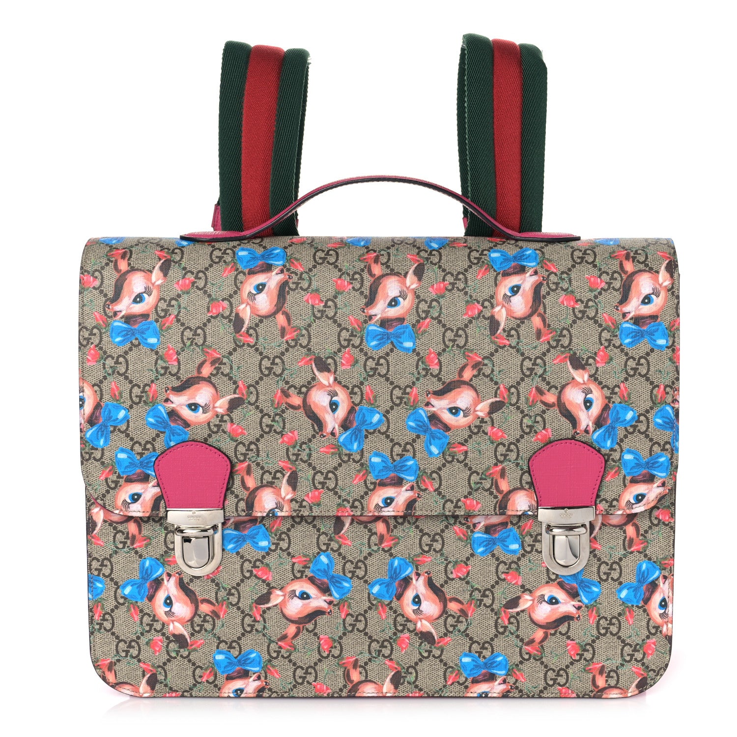 Gucci GG Supreme Monogram Fawn Print Childrens Backpack Pink Multicolor 1 of 8