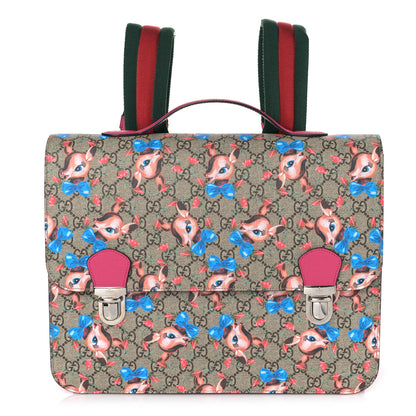 Gucci GG Supreme Monogram Fawn Print Childrens Backpack Pink Multicolor 1 of 8