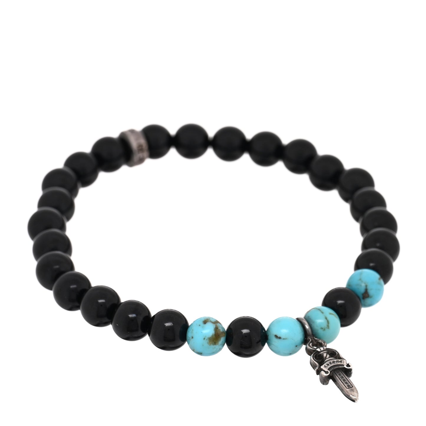 Sterling Silver Black Onyx Turquoise Dagger Bead Bracelet