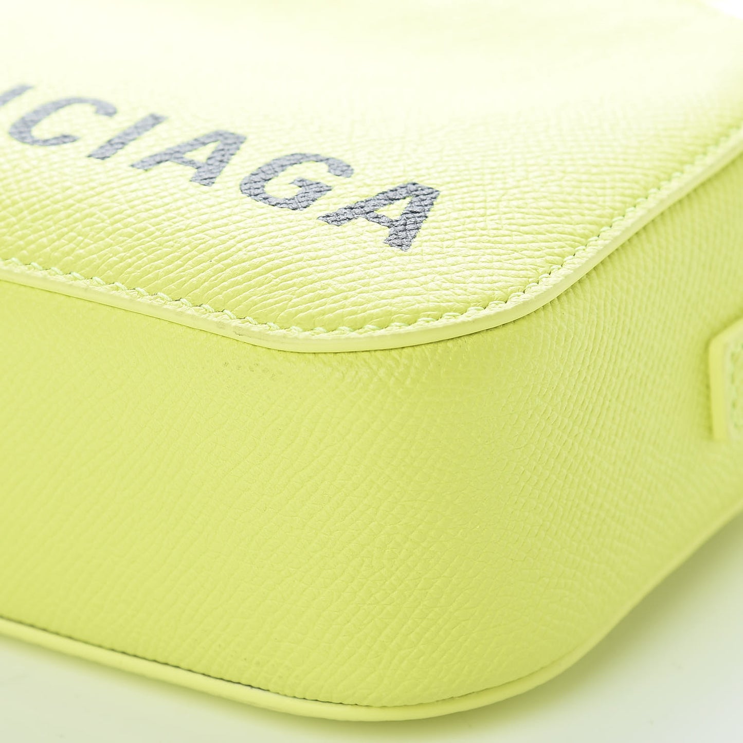 Signature Grained Calfskin Logo XS Ville Camera Bag Acid Green Black