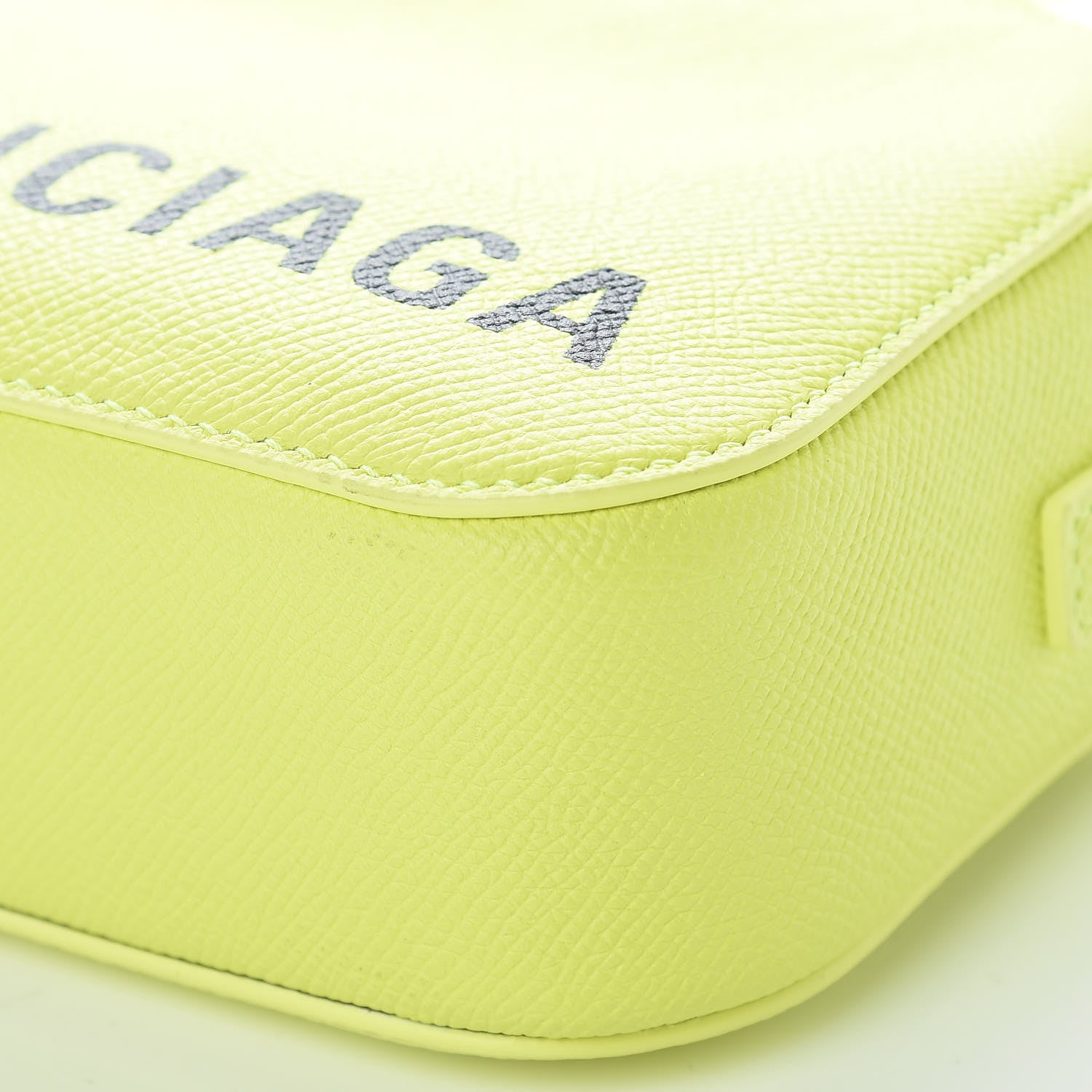 Balenciaga Signature Grained Calfskin Logo XS Ville Camera Bag Acid Green Black 10 of 10