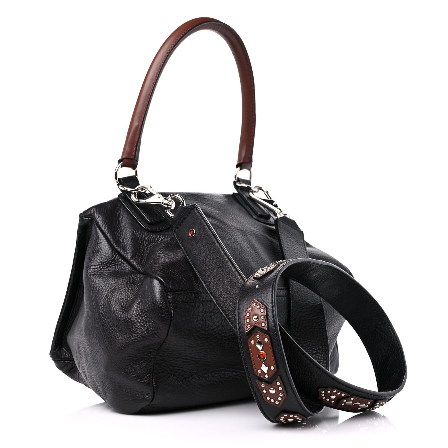 Calfskin Small Studded Pandora Black Brown