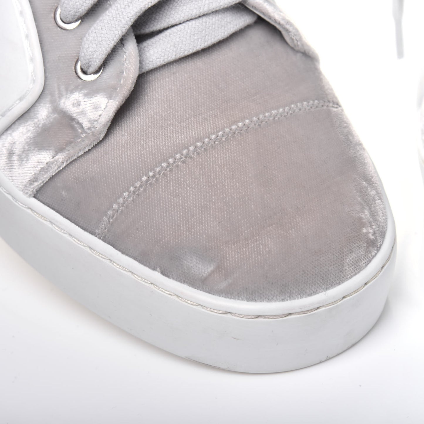 Calfskin Velvet Womens CC Sneakers 41.5 White Silver
