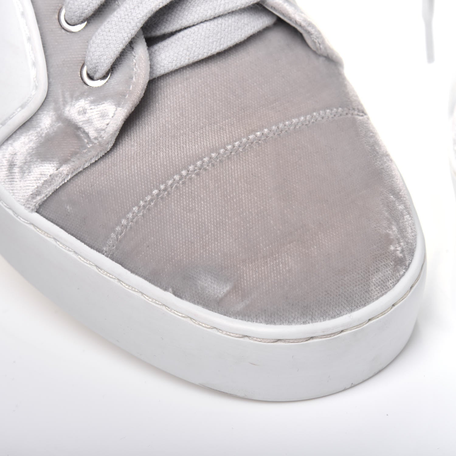 Chanel Calfskin Velvet Womens CC Sneakers 41.5 White Silver 10 of 11