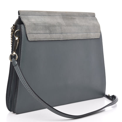 Chloe Suede Calfskin Medium Faye Shoulder Bag Cloudy Blue 3 of 16