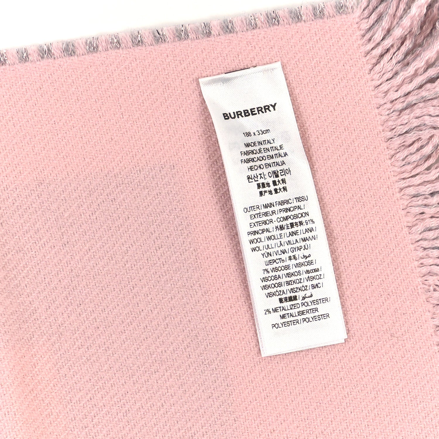 Burberry Wool Jacquard Logo Scarf Grey Pink 4 of 4