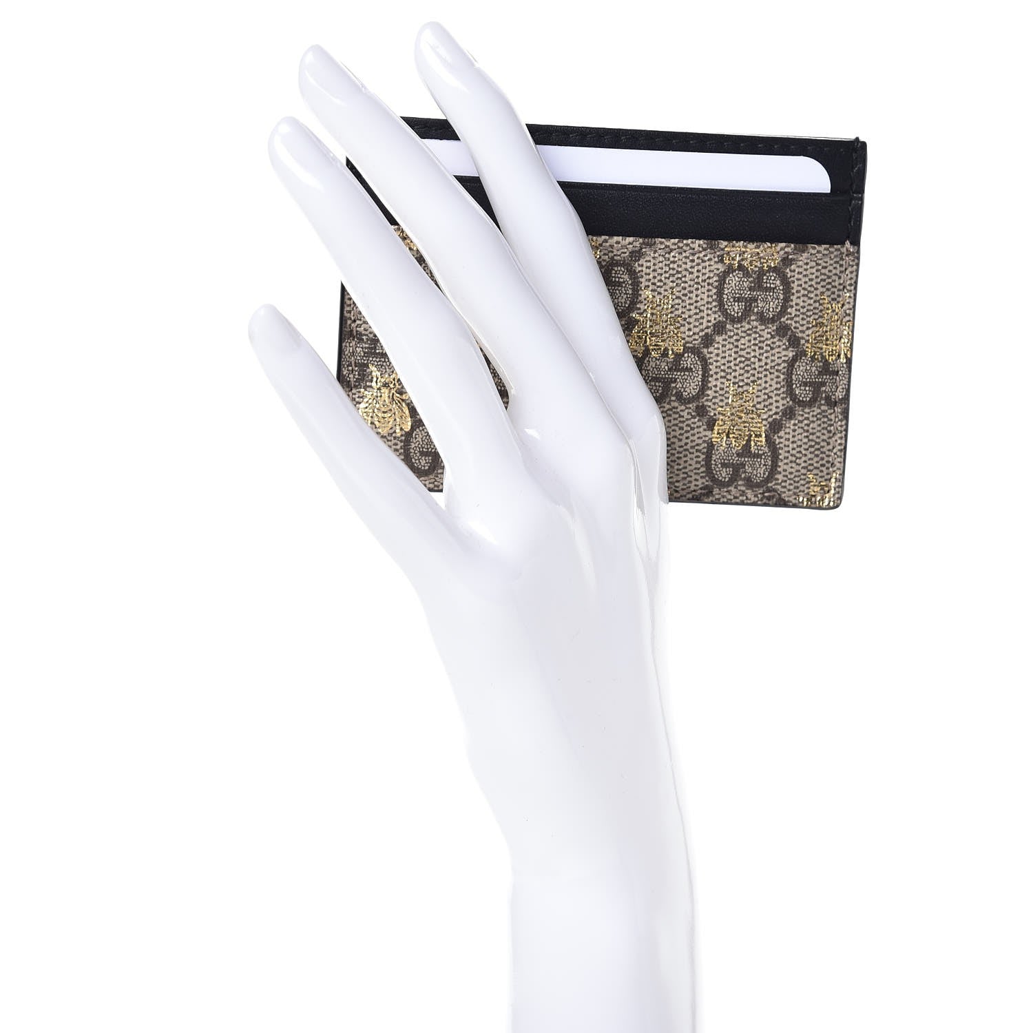 Gucci GG Supreme Monogram Bees Card Holder Black 2 of 8