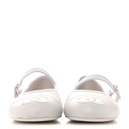 Chanel Lambskin Mary Jane Flats 40 White 3 of 10