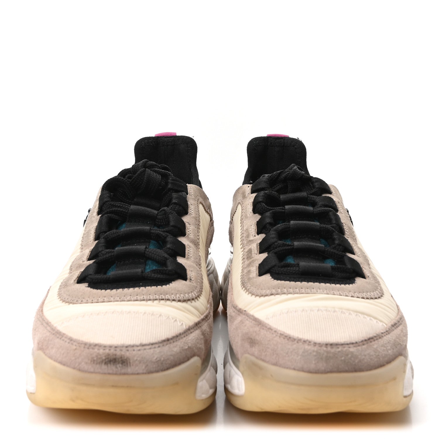 Chanel Suede Calfskin Nylon Grosgrain CC Sneakers 37 Beige Pink 3 of 9