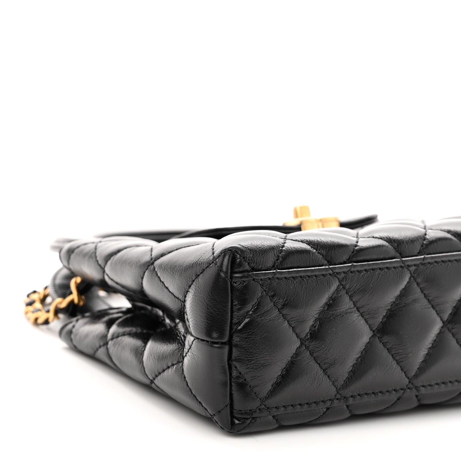 Chanel Shiny Aged Calfskin Quilted Nano Kelly Shopper Black 9 of 10
