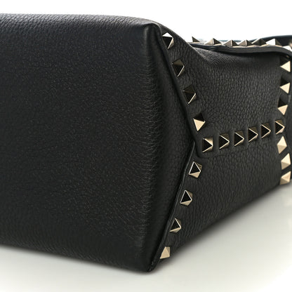 Valentino Garavani Pebbled Calfskin Rockstud Single Handle Flap Bag Black 6 of 9