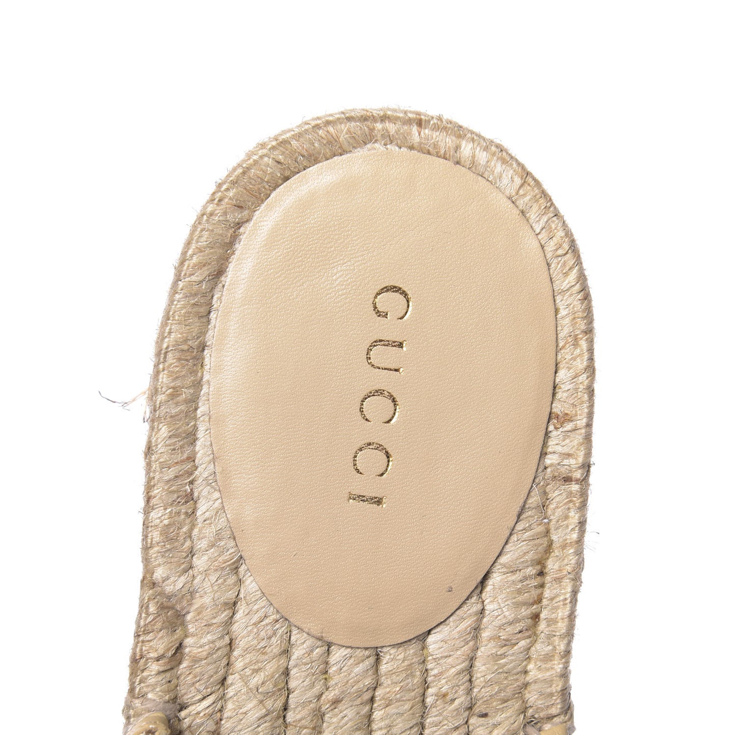 Straw Elaphe Matelasse GG Marmont Espadrille Slippers 36.5 Natural Cream Brown