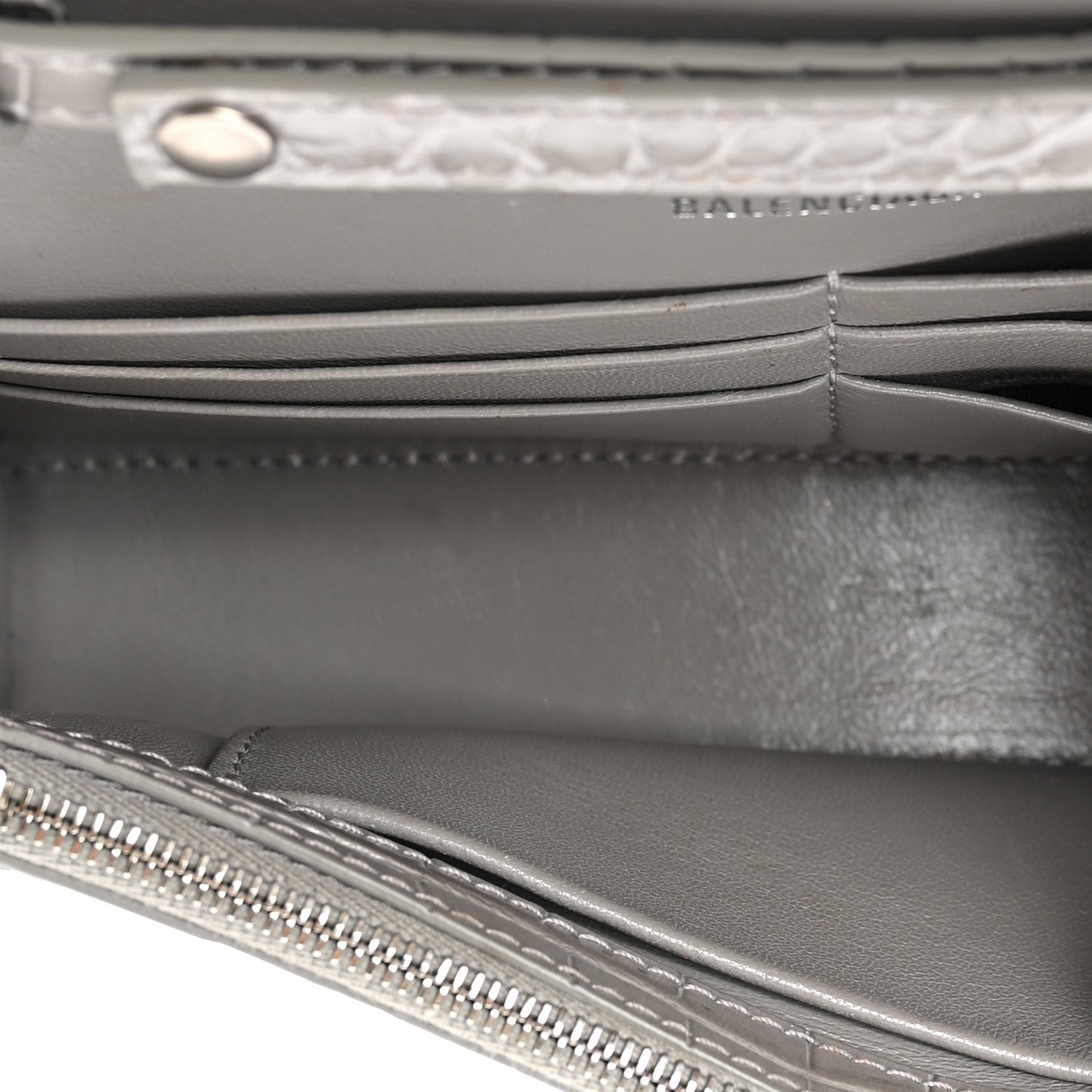 Shiny Calfskin Crocodile Embossed Hourglass Chain Bag Steel Grey