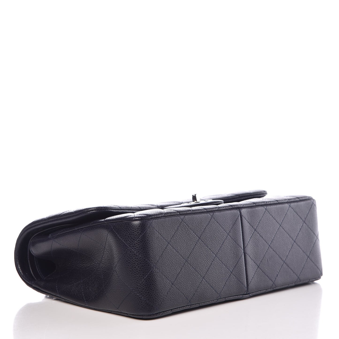 Caviar Quilted Jumbo Double Flap Navy Blue
