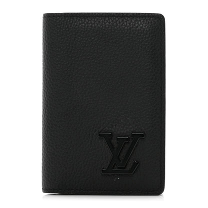 Louis Vuitton Grained Calfskin Aerogram Pocket Organizer Black 1 of 6