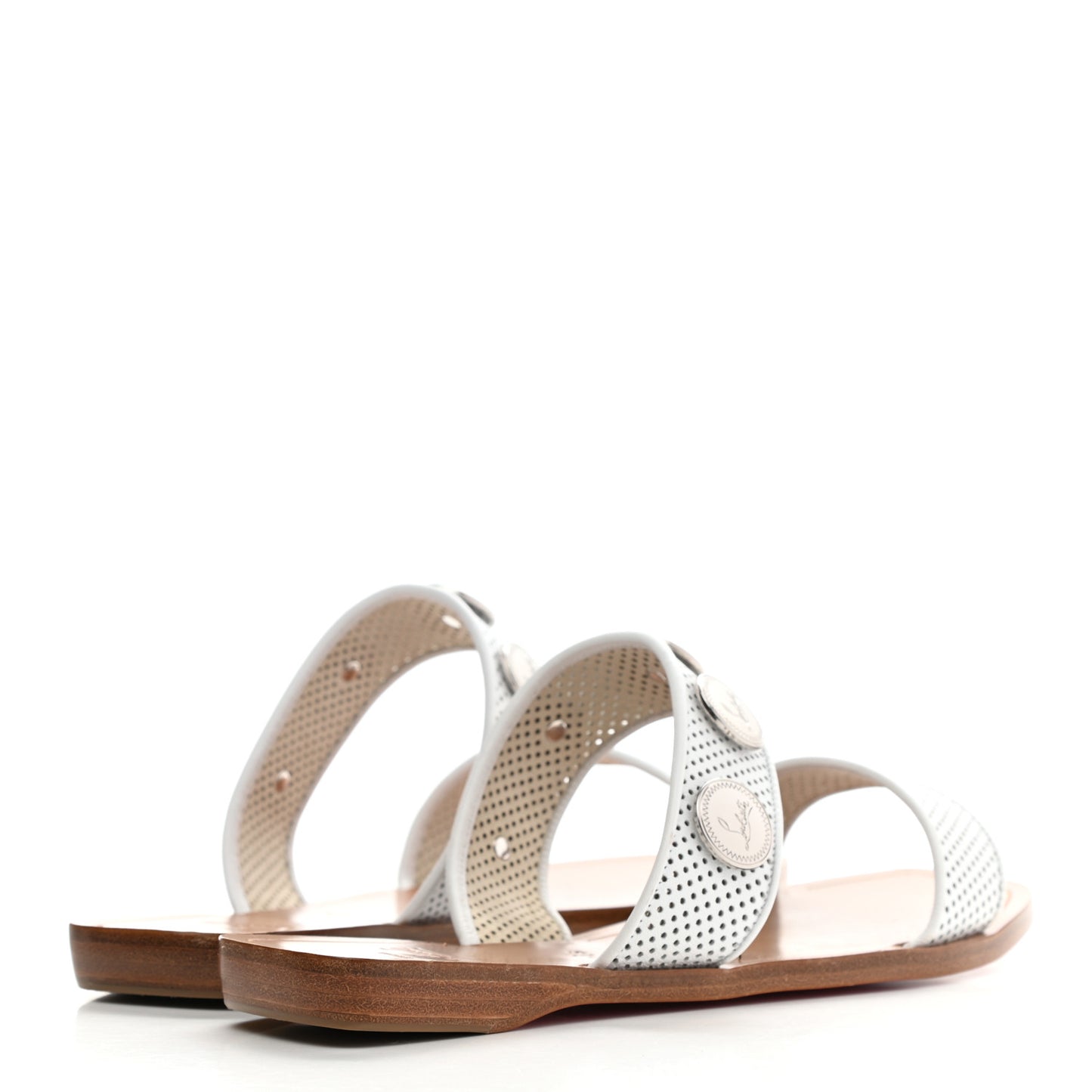 Nappa Perforated Bitcorn Slide Sandals 36.5 White