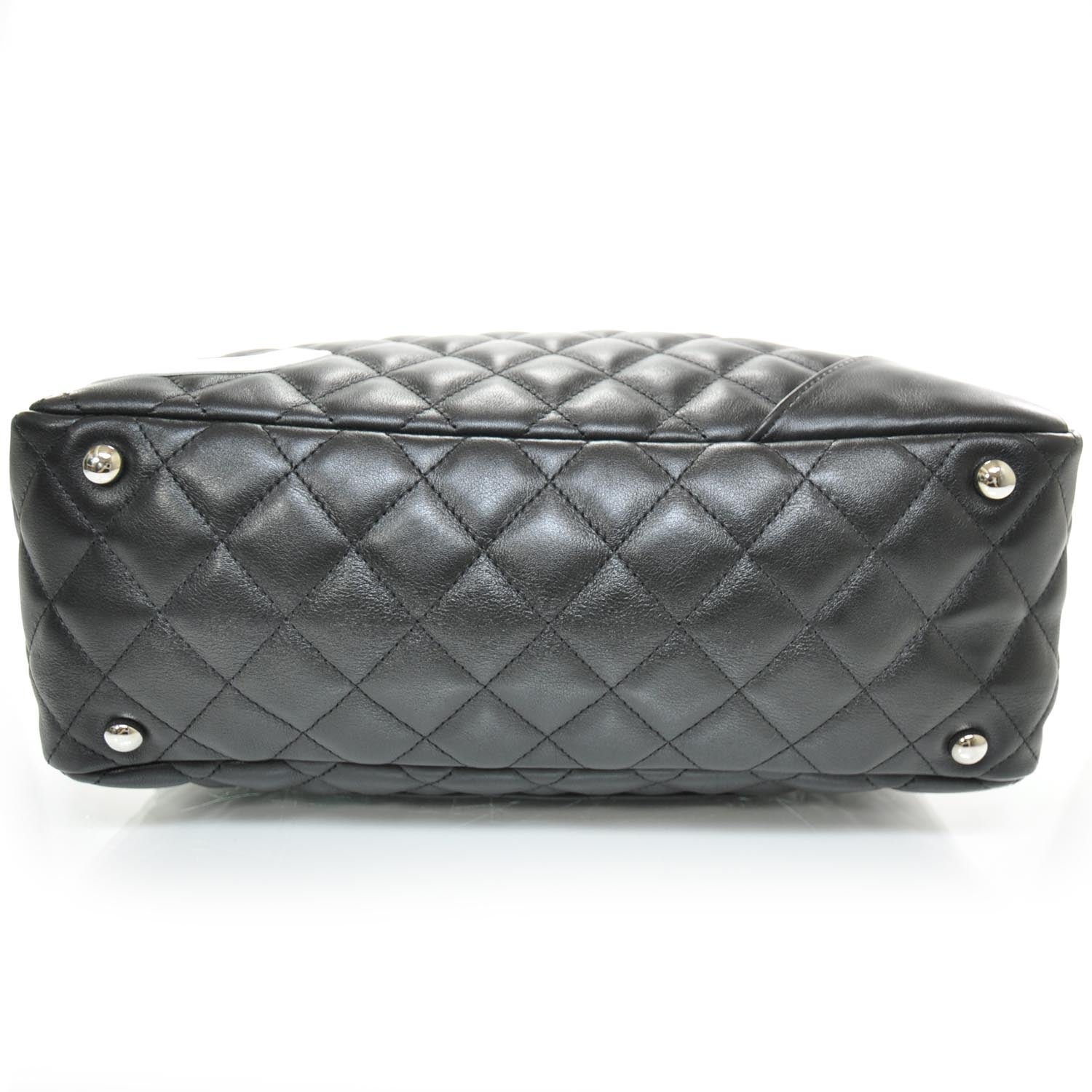Chanel Calfskin Quilted Large Cambon Bowler Black White 4 of 9