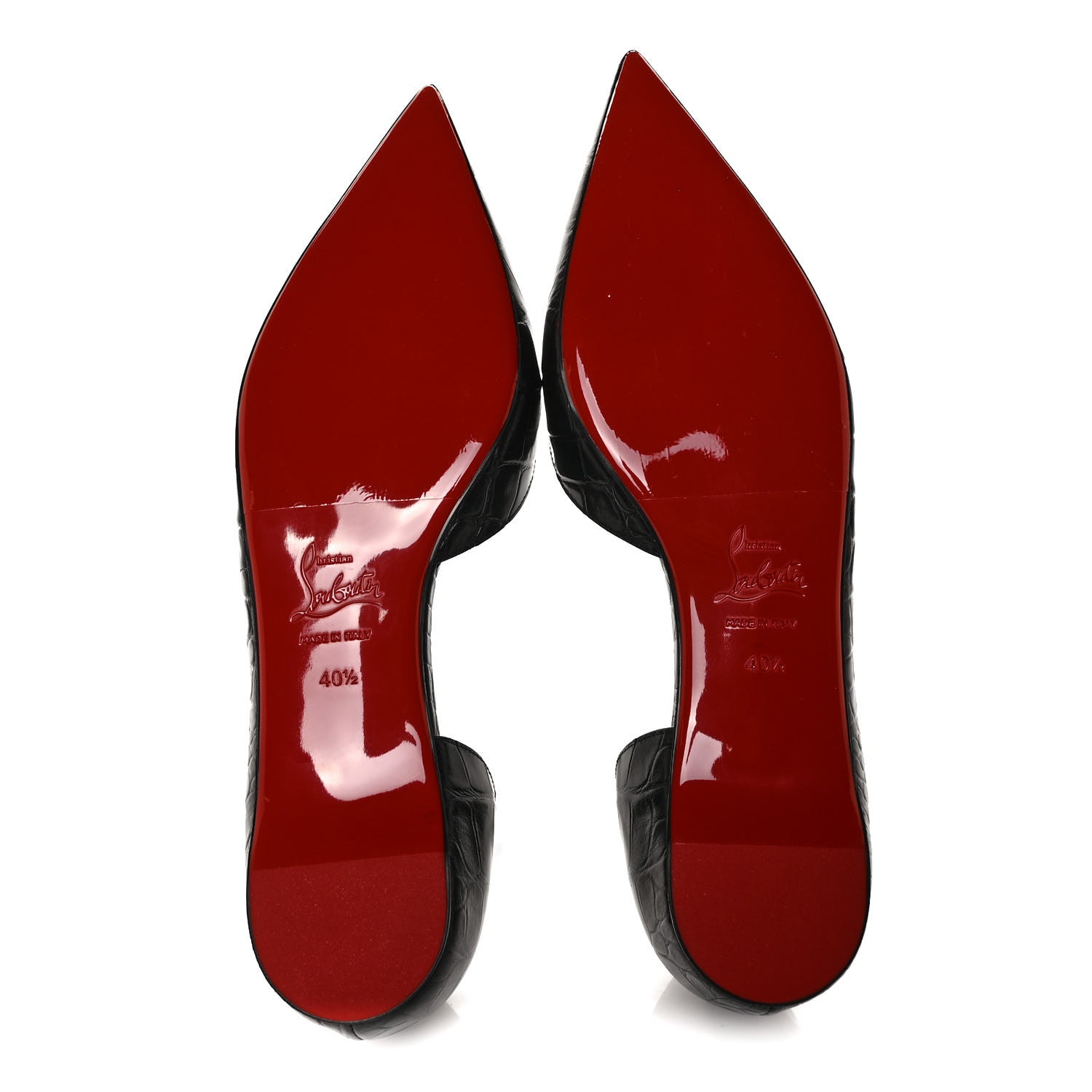Christian Louboutin Crocodile Embossed Calfskin Iriza Flats 40.5 Black 5 of 8