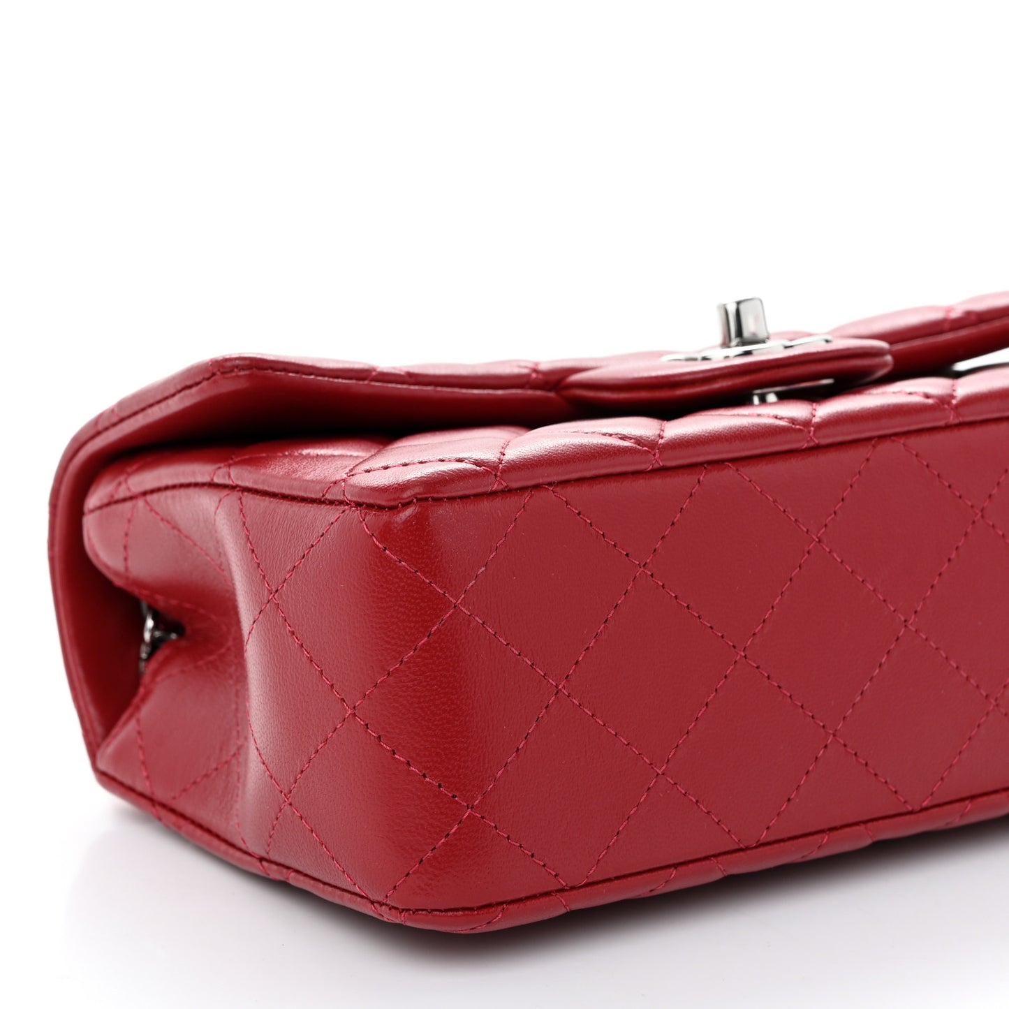 Lambskin Quilted Mini Rectangular Flap Red