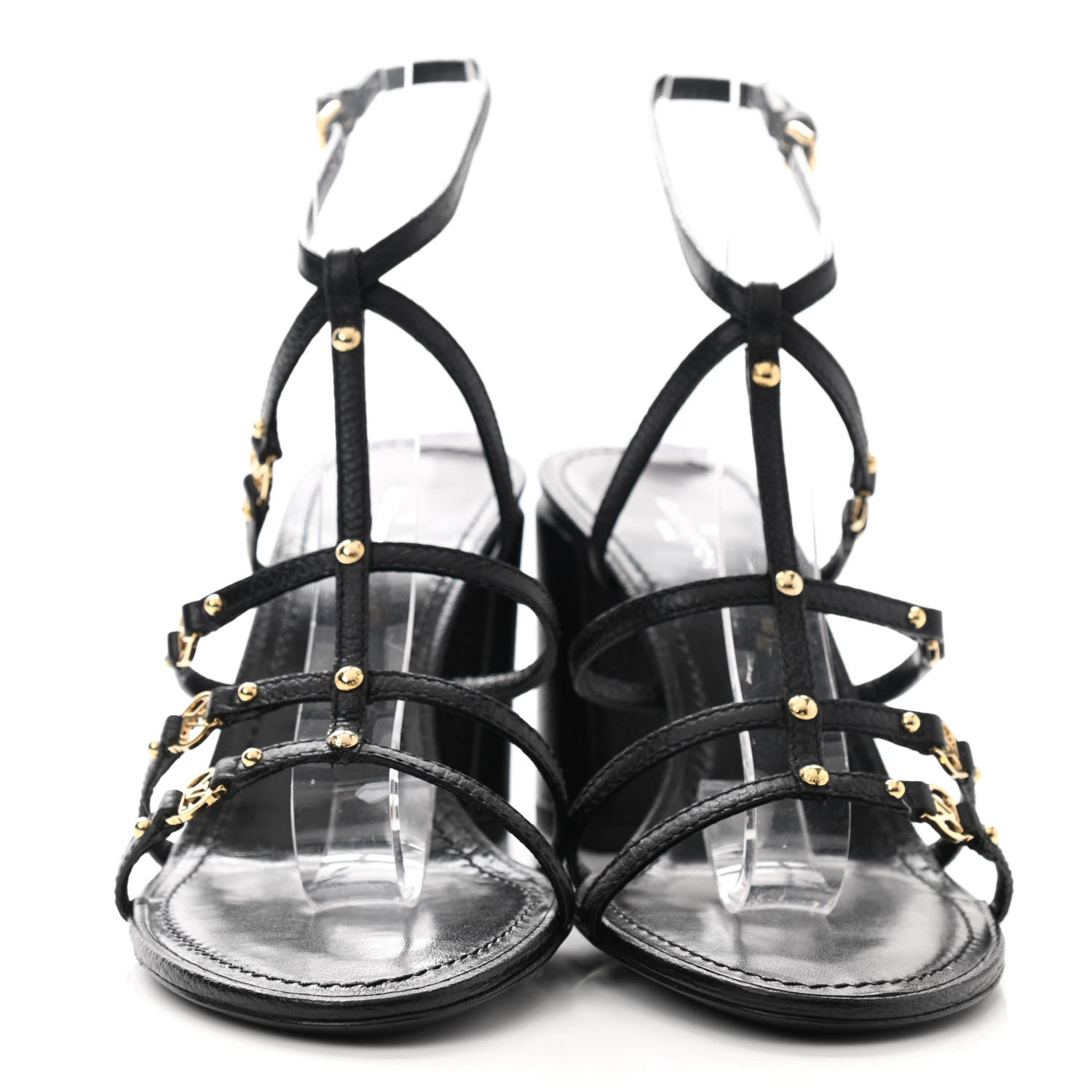 Louis Vuitton Calfskin Roma Sandals 37.5 Black 2 of 8