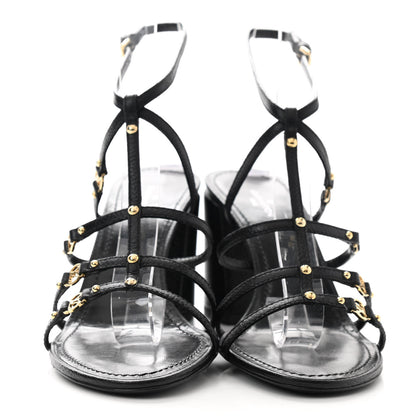 Louis Vuitton Calfskin Roma Sandals 37.5 Black 2 of 8
