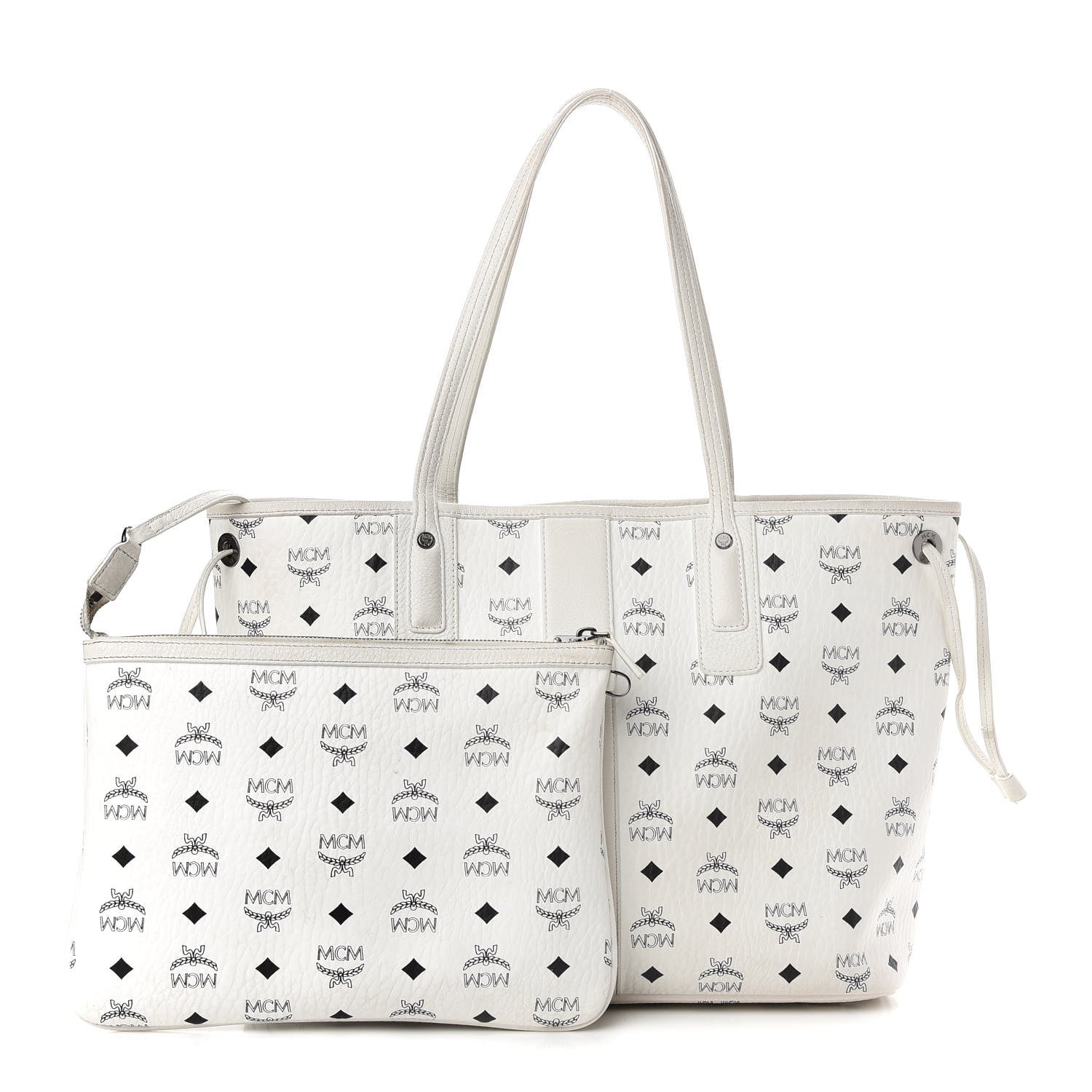 MCM Visetos Medium Liz Reversible Shopper Tote White 1 of 17