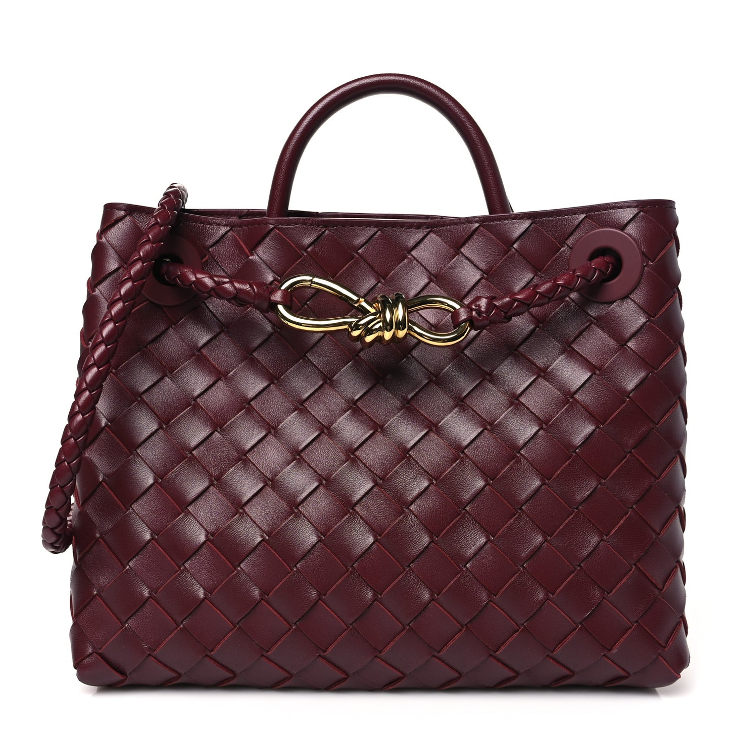 Nappa Intrecciato Small Andiamo Shoulder Bag Barolo