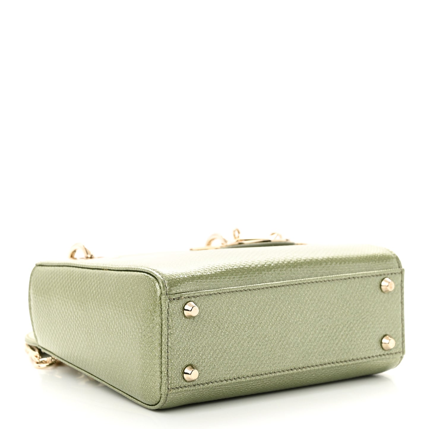 CHRISTIAN DIOR Metallic Lizard Mini Lady Dior Green