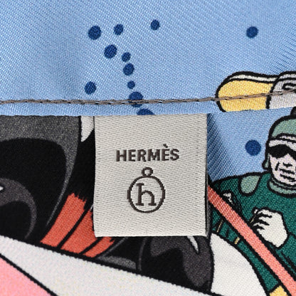 Hermes Silk Space Derby Furoshiki Bag GM Bleu Ciel Rose Vert Amande 5 of 10